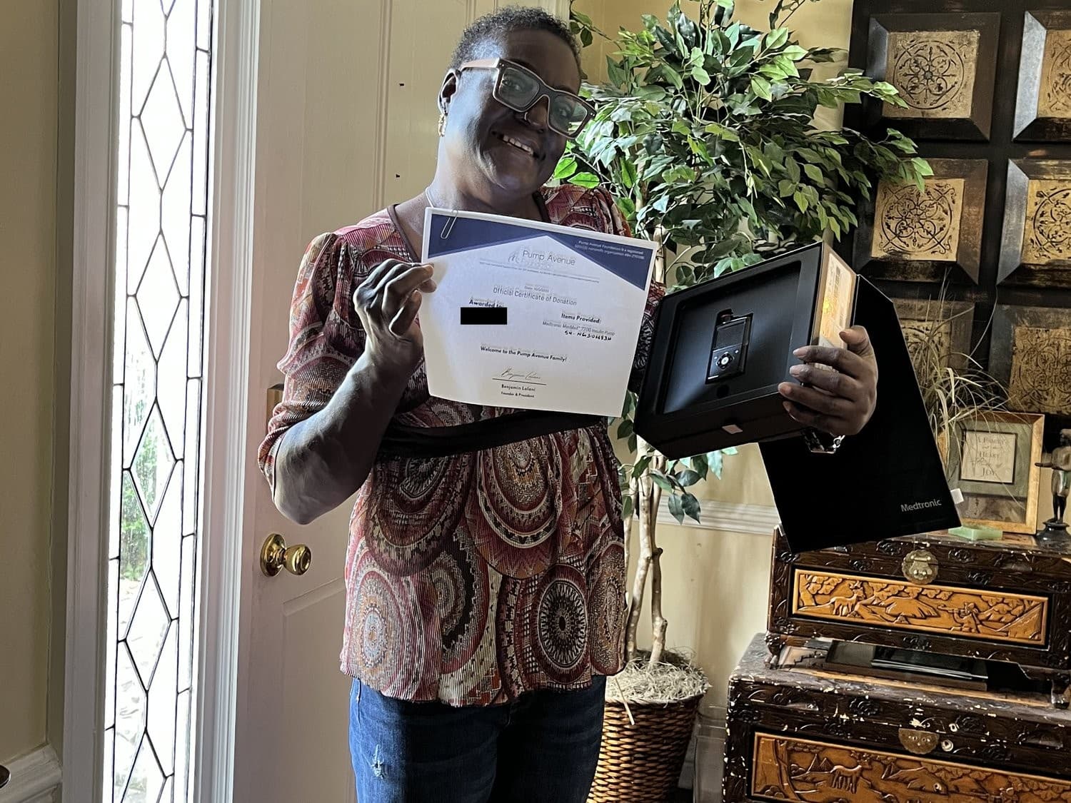 Patient with donated insulin pump